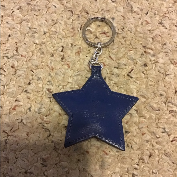 BRIGHTON LEATHER STAR KEY CHAIN HOLDER EUC NAVY BLUE SILVER - Picture 3 of 3